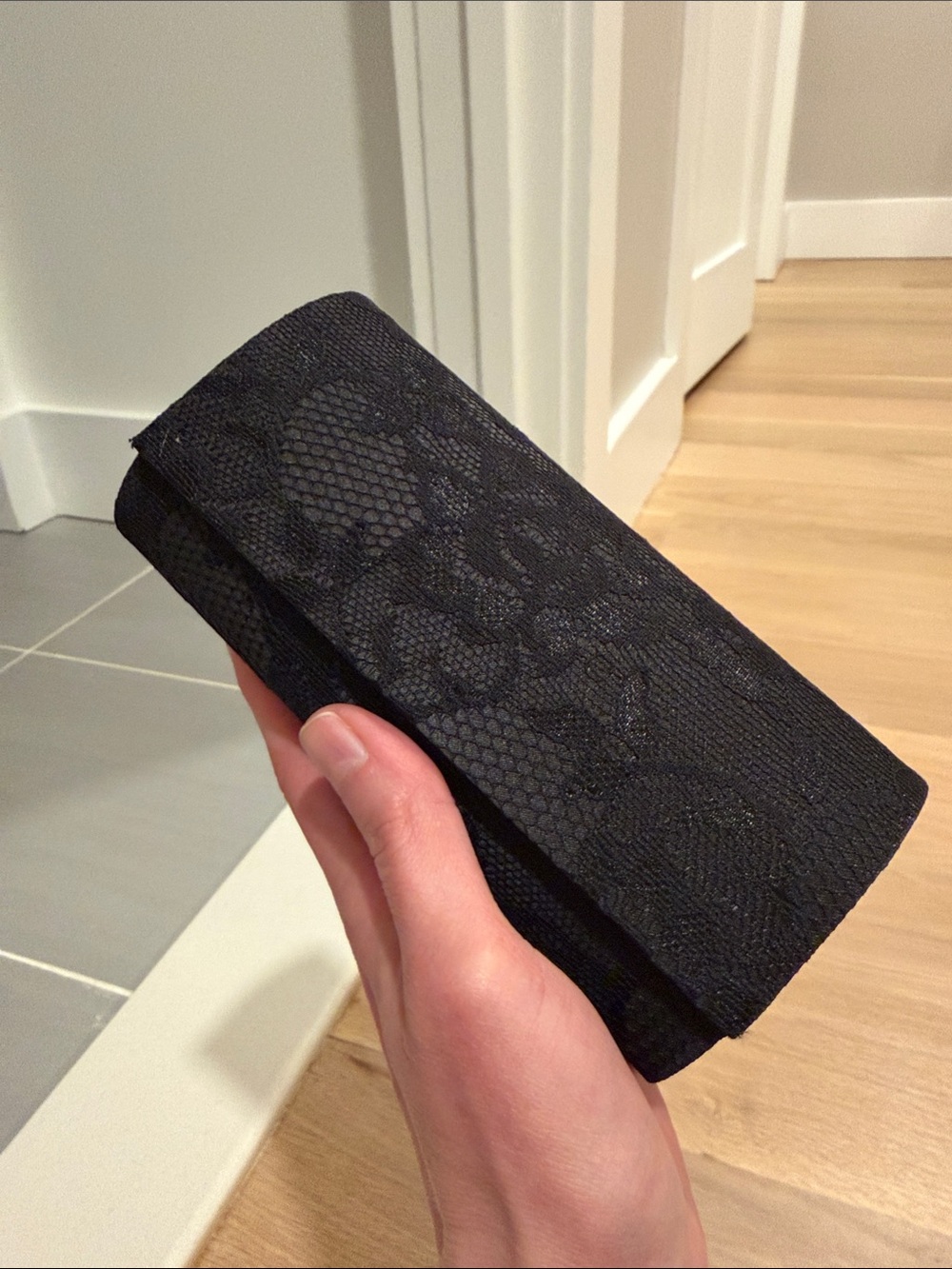 Dolce & Gabbana Black Lace Fold-Over Clutch
